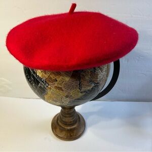 Red French Beret Wool Parisian Chic Aesthetic Hat 57cm